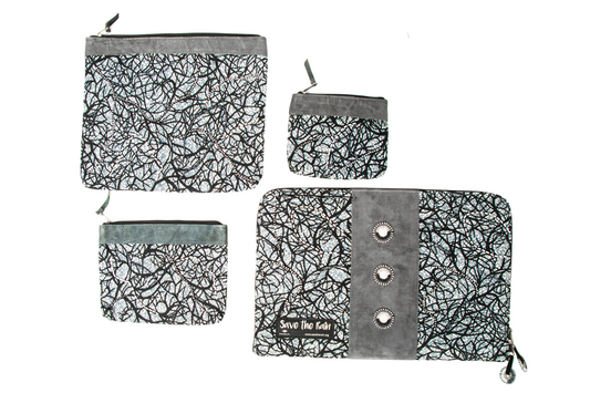 "Matawi" Handmade Four-Piece Set: Tablet Case + Three Zipper Pouches