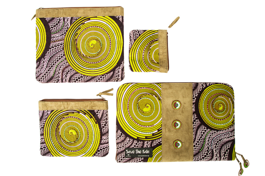 "Zungusha" Handmade Four-Piece Set: Tablet Case + Three Zipper Pouches