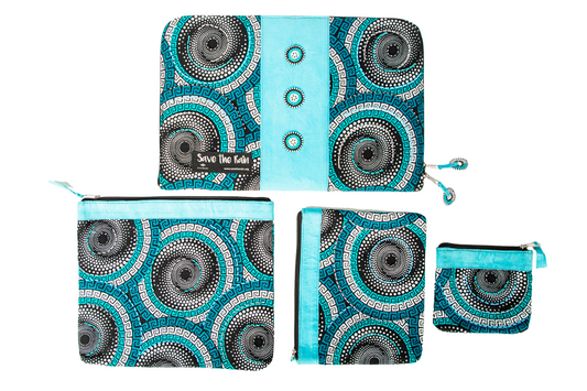 "Daraja" Handmade Four-Piece Set: Tablet Case + Three Zipper Pouches