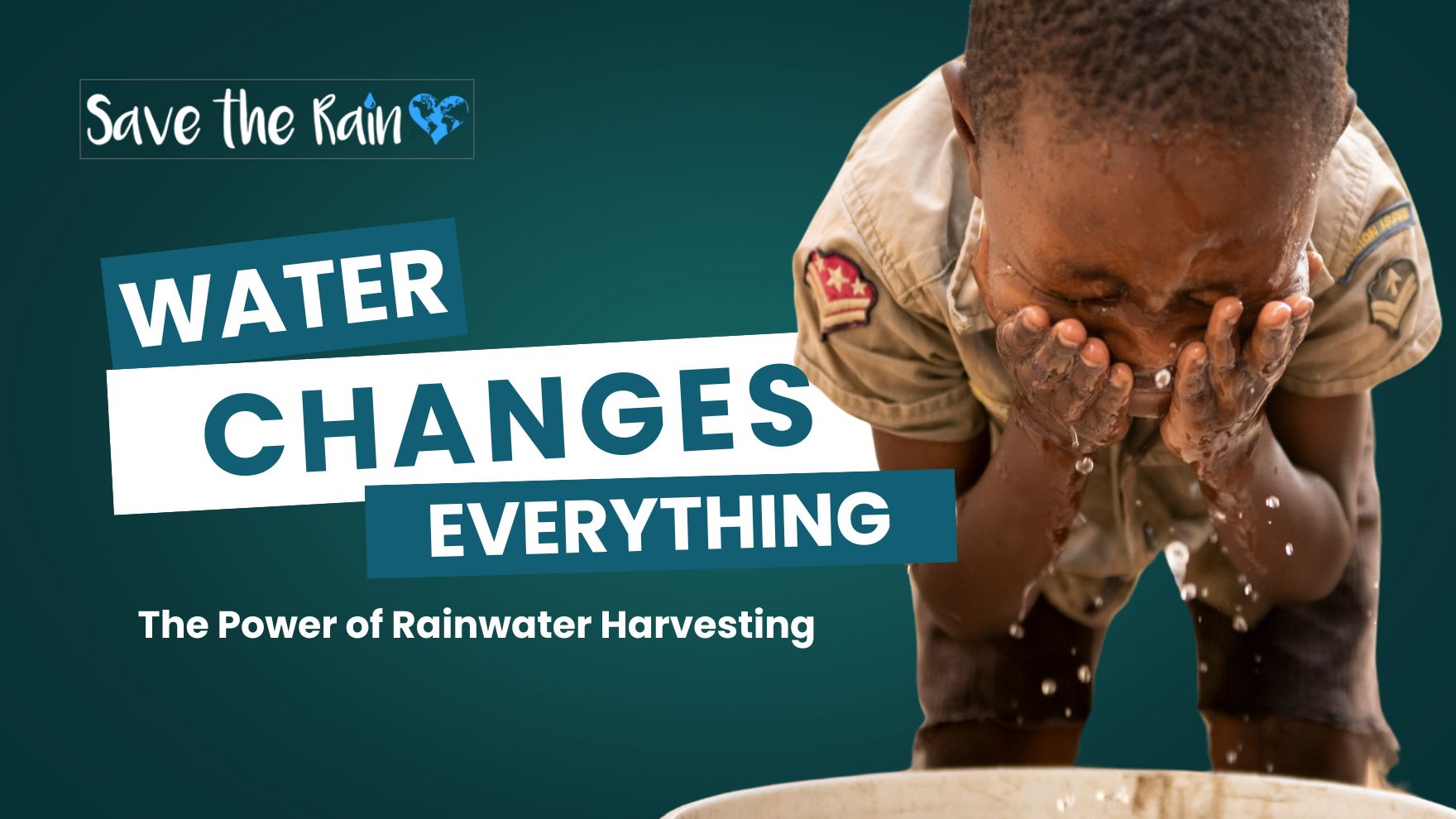 Load video: A woman walks for water; rain falls; women builders construct tanks; families thrive with clean water at home.