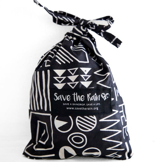Compact Kitenge Tote Bag- "Black, White & Read All Over"